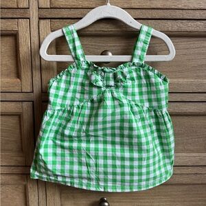 Janie and Jack Green Gingham Top